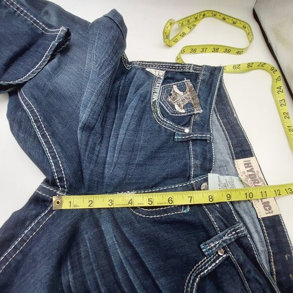 Hydraulic Metro Flare Dark Wash Jeans Embellished Size 12 - Picture 6 of 8